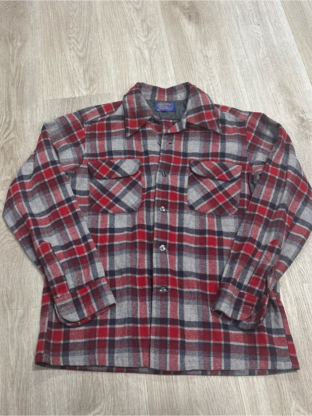 Pendleton 100 Virgin Wool Vtg Board Shirt Collared 60's Plaid Flannel USA Medium